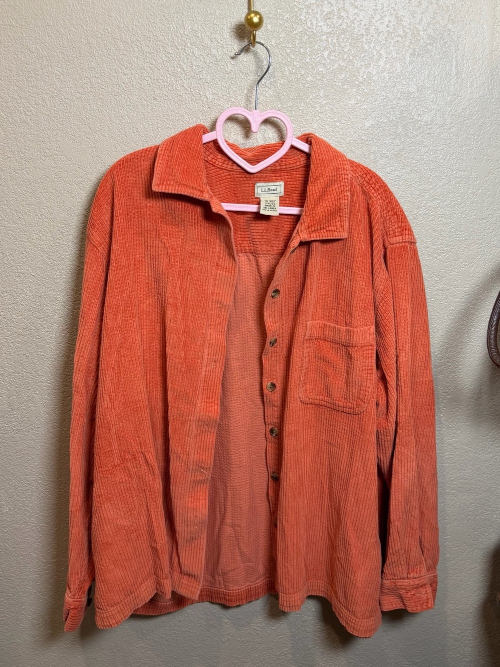 L.L. Bean Rust Orange Corduroy Shirt Jacket 100% cotton